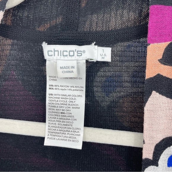 Chico’s Cardigan Sweater Womens floral Pattern mid length kimono Jacket 1 US M - Picture 2 of 8